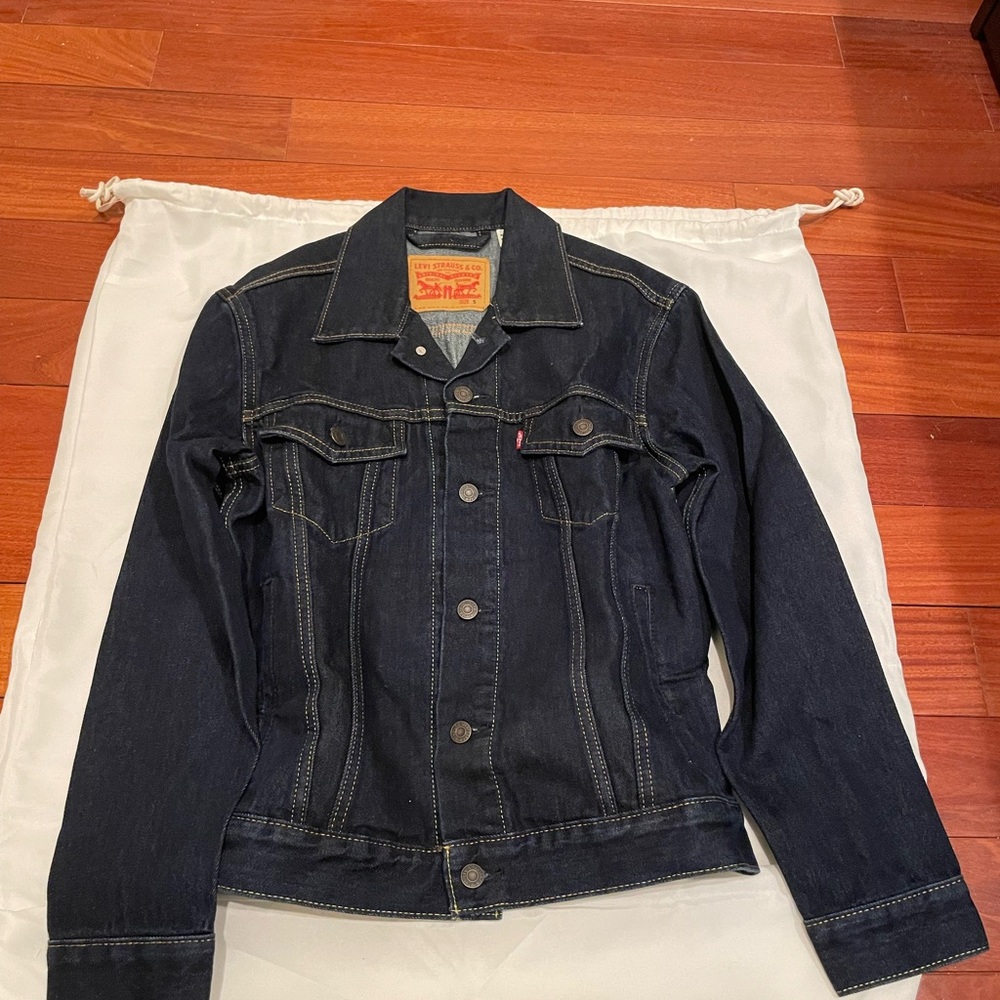 Levi's Indigo Denim Jacket with Tan Leather Patch